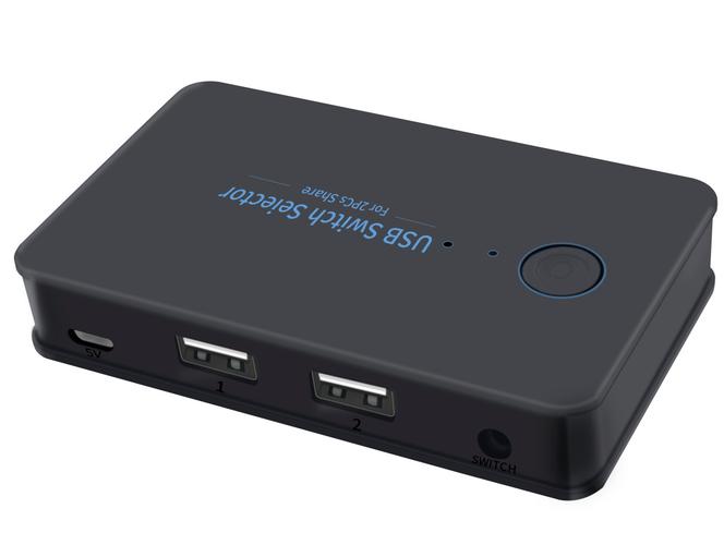 2进4出USB 2.0切换器+HUB 多主机共享键鼠与U盘的桌面神器
